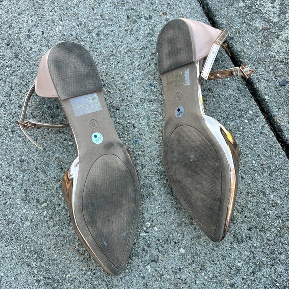 Charlotte Russe gold flats with ankle strap - Picture 3 of 5